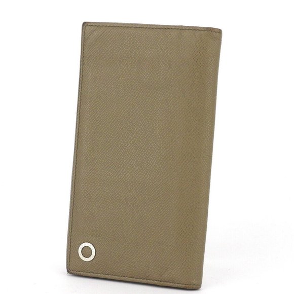 BVLGARI wallet Bulgari Bulgari Man gray gray beige leather Auth used T17951 - Picture 1 of 8